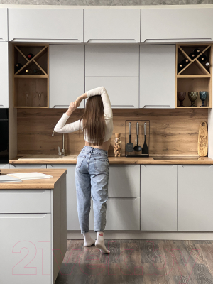 Шкаф навесной для кухни ДСВ Тренто ВПУ 600 левый (серый/серый)