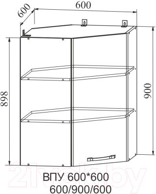 Шкаф навесной для кухни ДСВ Тренто ВПУ 600 правый (серый/серый)