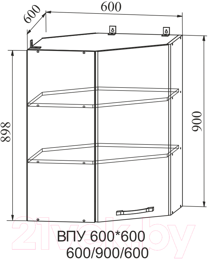 Шкаф навесной для кухни ДСВ Тренто ВПУ 600 правый