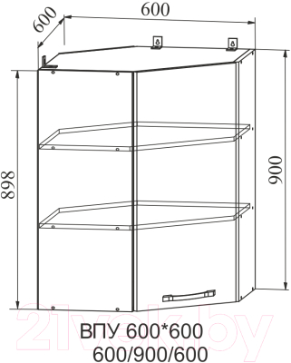 Шкаф навесной для кухни ДСВ Тренто ВПУ 600 правый (серый/белый)