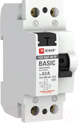 Устройство защитного отключения EKF Basic / elcb-2-63-100e-sim