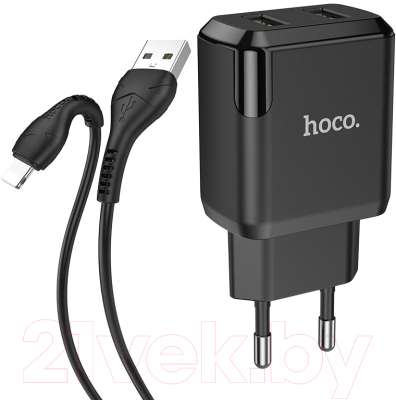 Зарядное устройство сетевое Hoco N7 + кабель AM-8pin Lightning / 23753-N7iBK (1м, черный)