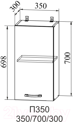Шкаф навесной для кухни ДСВ Тренто П 350 правый (серый/белый)