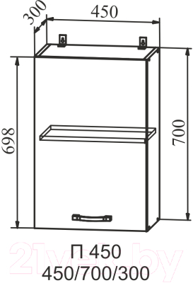 Шкаф навесной для кухни ДСВ Тренто П 450 левый (серый/белый)