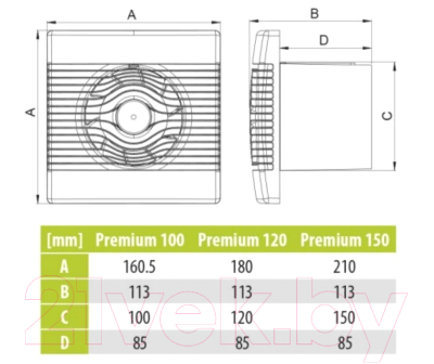 Вентилятор накладной AirRoxy pRemium 100 TS 01-015