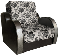 Кресло-кровать Асмана Виктория с декором 3 (рогожка вензель коричневый/кожзам коричневый) - 