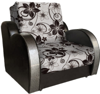 Кресло-кровать Асмана Виктория с декором 3 (рогожка цветок крупный коричневый/кожзам коричневый) - 