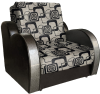 Кресло-кровать Асмана Виктория с декором 3 (рогожка кубики коричневые/кожзам коричневый) - 