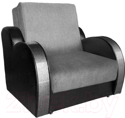 Кресло-кровать Асмана Виктория с декором 3 (рогожка серый/кожзам черный)