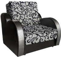 Кресло-кровать Асмана Виктория с декором 3 (рогожка завиток черный/кожзам черный) - 