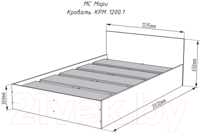 Полуторная кровать ДСВ Мори КРМ 1200.1 (графит)