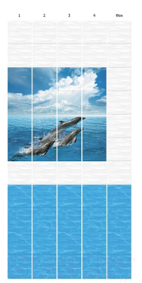 Панель ПВХ КронаПласт Unique Дельфины-фон (2700x250x8мм)