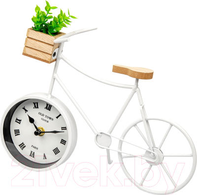Настольные часы Вещицы Велосипед с суккулентом Fancy52 (белый)