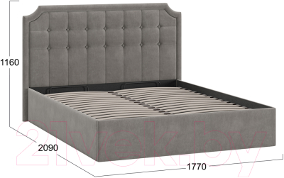 Двуспальная кровать ТриЯ Анабель тип 1 с ПМ 160x200 (велюр мокко темный)
