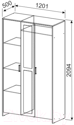 Шкаф NN мебель МСП 1 3ств (ясень анкор светлый)