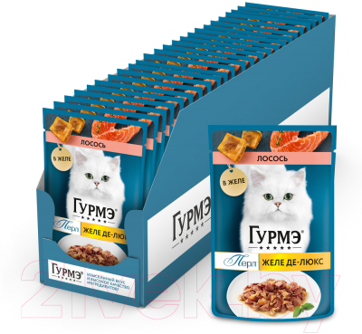 Изображение товара Влажный корм для кошек Гурмэ Перл желе де-люкс с лососем (75г)