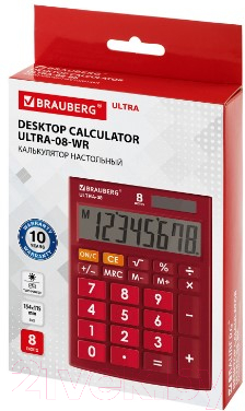 Калькулятор Brauberg Ultra-08-WR / 250510 (бордовый)