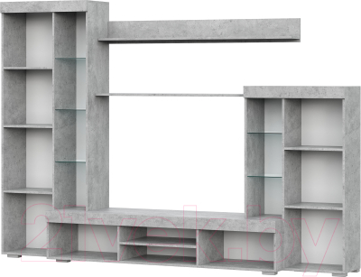 Стенка NN мебель МГС 5 (цемент светлый/белый)