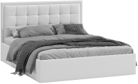 Двуспальная кровать ТриЯ Ника тип 1 с ПМ 160x200 (экокожа белый Маrvel) - 