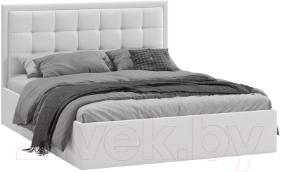 Двуспальная кровать ТриЯ Ника тип 1 с ПМ 160x200 (экокожа белый Маrvel)