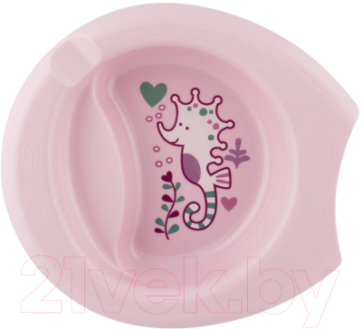 Тарелка для кормления Chicco Easy Feeding с разделителями (розовый)