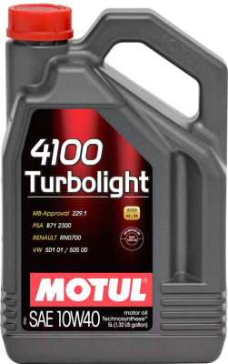 Моторное масло Motul 4100 Turbolight 10W40 / 108645 (5л)