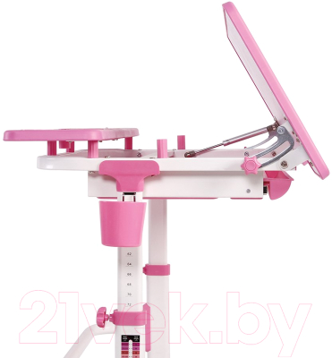 Парта+стул Anatomica Amata с ящиком, подставкой и светильником (белый/розовый)