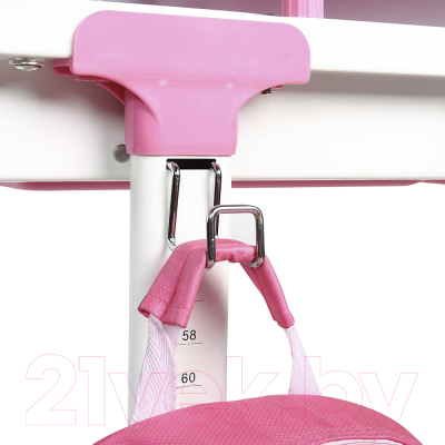 Парта+стул Anatomica Amata с ящиком, подставкой и светильником (белый/розовый)
