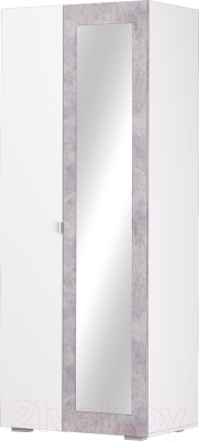 Шкаф Аквилон Акцент №22 правый 2ств с зеркалом (белое сияние/цемент светлый)