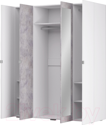 Шкаф Аквилон Акцент №24 4ств (белое сияние/цемент светлый)