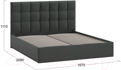 Двуспальная кровать ТриЯ Эмбер универсальный тип 1 160x200 (велюр графит)