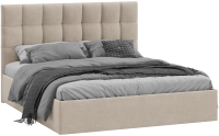 Двуспальная кровать ТриЯ Эмбер универсальный тип 1 160x200 (велюр мокко светлый) - 