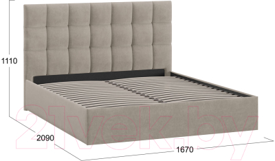 Двуспальная кровать ТриЯ Эмбер универсальный тип 1 160x200 (велюр мокко темный)