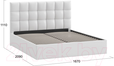 Двуспальная кровать ТриЯ Эмбер универсальный тип 1 160x200 (экокожа белый Polo)