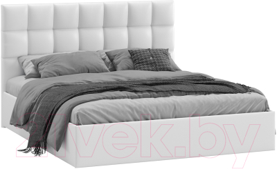 Двуспальная кровать ТриЯ Эмбер универсальный тип 1 160x200 (экокожа белый Polo)