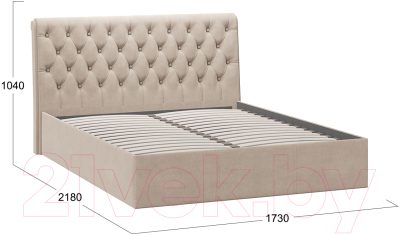 Двуспальная кровать ТриЯ Скарлет универсальная тип 1 160x200 (велюр мокко светлый)