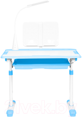 Парта+стул Anatomica Vitera с ящиком, подставкой и светильником (белый/голубой)