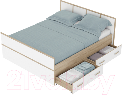 Двуспальная кровать BTS Сакура Light 1600 (дуб сонома/белый)