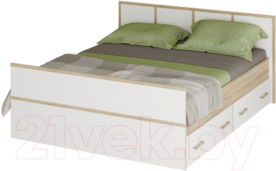Двуспальная кровать BTS Сакура Light 1600 (дуб сонома/белый)