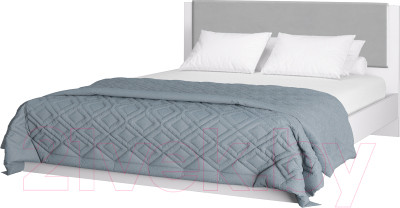 Двуспальная кровать Аквилон Акцент №16М 160x200 (белое сияние/конфетти сильвер)