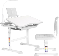 Парта+стул Anatomica Avgusta с ящиком, подставкой и светильником (белый/серый) - 