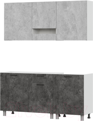 Готовая кухня SV-мебель Розалия 1.7 без столешницы (цемент светлый/цемент темный)