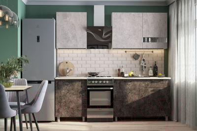 Готовая кухня SV-мебель Розалия 1.7 без столешницы (цемент светлый/цемент темный)