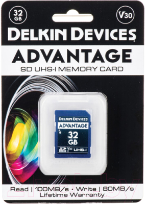 Карта памяти Delkin Devices Advantage SDHC 32GB UHS-I V30 (DDSDW63332GB)