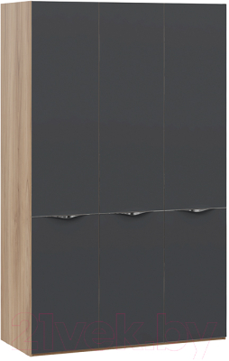 Шкаф ТриЯ Глосс с 3 дверями со стеклом СМ-319.07.431 (яблоня беллуно/стекло графит матовый)
