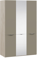 Шкаф ТриЯ Глосс СМ-319.07.432 с 2 дверями со стеклом и 1 зеркальной (баттл рок/стекло мокко матовый) - 
