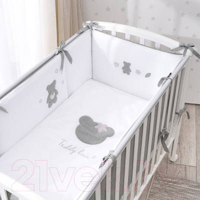 Комплект постельный для малышей Perina Teddy Love / ТЛ6-01.13 (6пр, серый/оливковый)