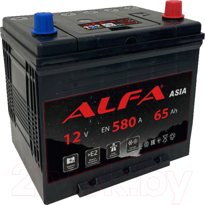 Автомобильный аккумулятор ALFA battery Asia JR 580A с бортом (65 А/ч)