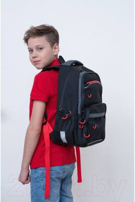 Школьный рюкзак Grizzly RB-254-4 (черный/красный)