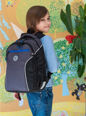 Школьный рюкзак Grizzly RB-259-3 (черный/серый/синий)